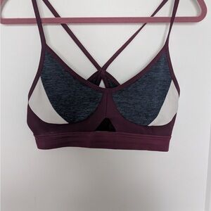 Under Armour Burgundy and Gray Strappy Sports Bra